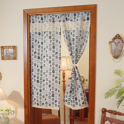 简约棉麻半帘短款室内家用门帘隔断帘厨房厕所遮挡布帘子门框装饰