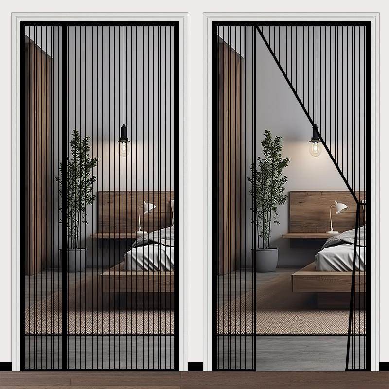 夏季纱窗帘纱帘透光不透人免打孔安装珠帘简易窗帘新款侧开门帘