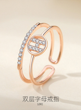 纯银字母H戒指时尚小众高级感