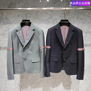秋冬季TB织带条纹羊毛西装女士修身外套单排扣西服短裙西裤套装