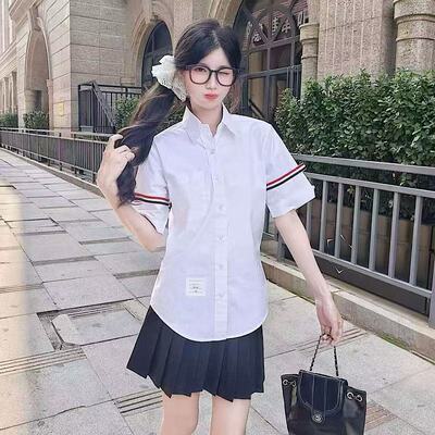 TB短袖衬衫女白色短裙套装两件入