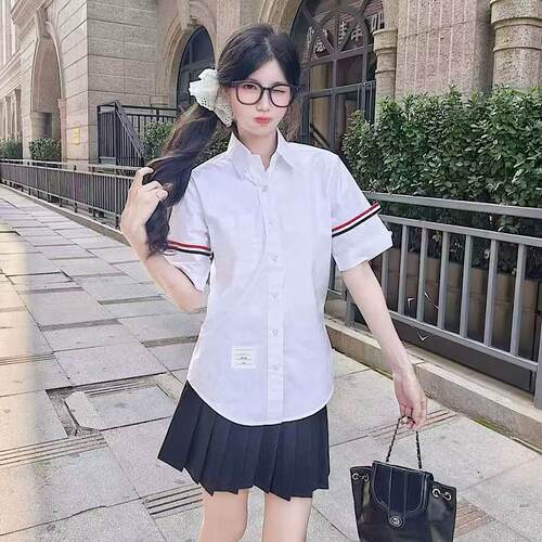 TB短袖衬衫女白色短裙套装两件入