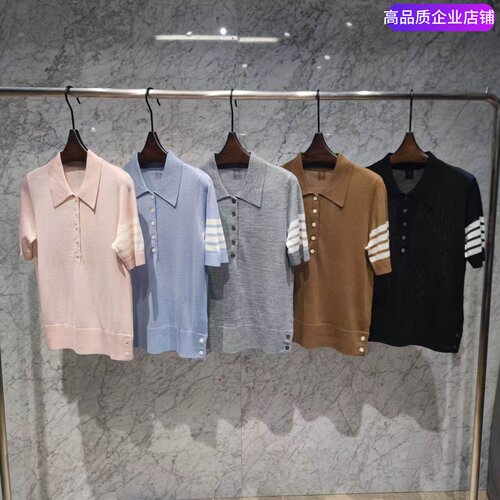 TB羊毛翻领手臂四杠POLO短袖T恤