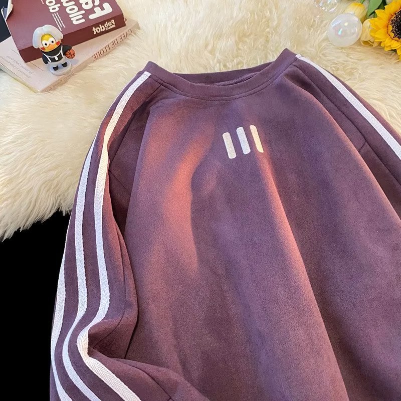 特大码300斤紫色圆领卫衣男