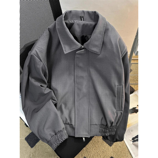 大码300斤美式cleanfit外套男春秋潮牌高级痞帅正肩翻领行政夹克2