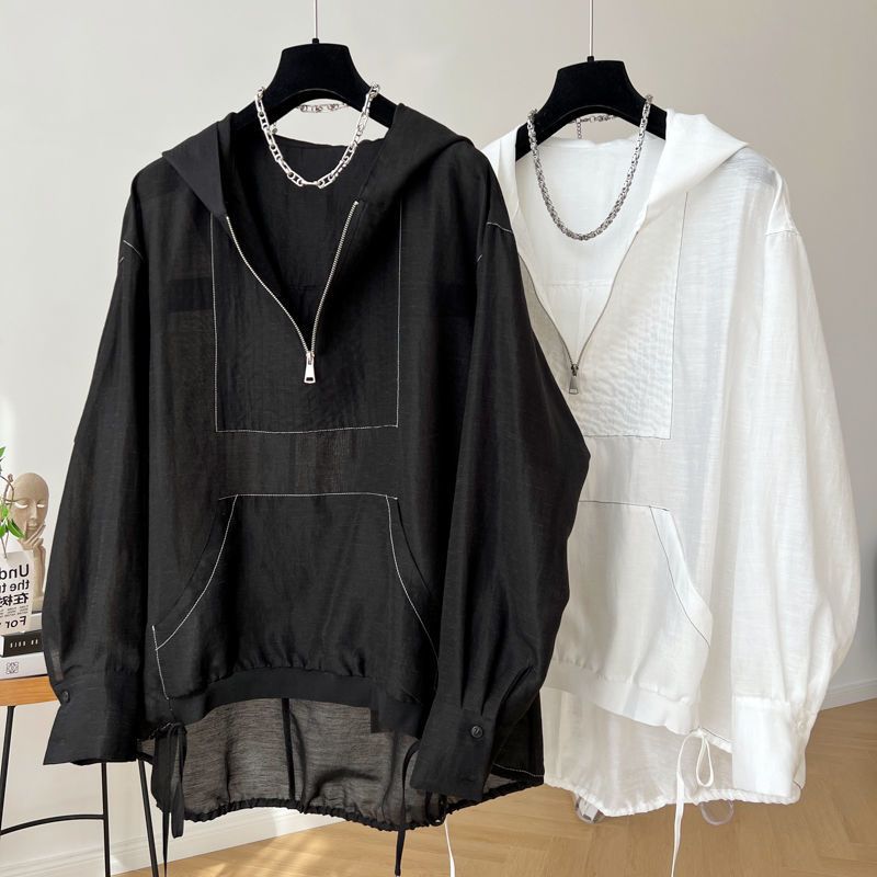 特大码300斤长袖连帽防晒服男女