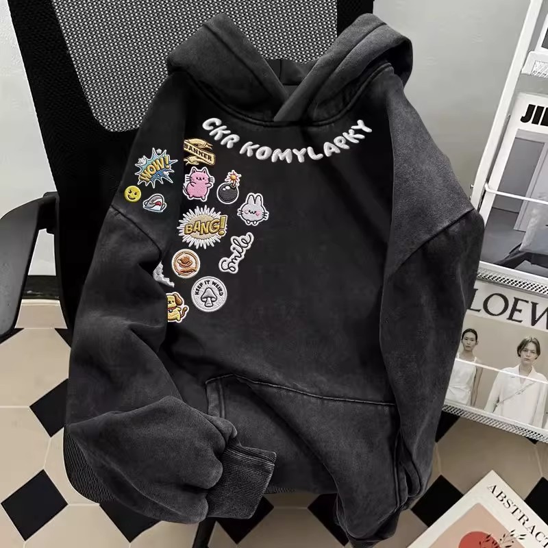 特大码300斤卡通印花连帽卫衣