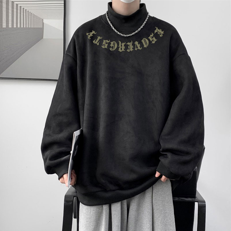 大码300斤半高领加绒卫衣男秋冬