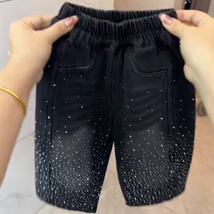 儿童牛仔裤2026亮闪闪钻石裤春秋款满钻爆闪加绒加厚冬季男童裤子