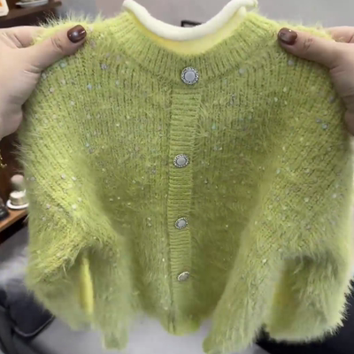女童加厚水貂毛半高领毛衣2025年秋冬新款小香风百搭针织衫不起球