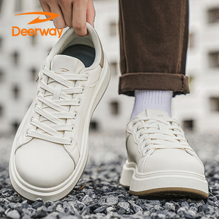 德尔惠男鞋小白鞋男款2025秋季新款男士轻便百搭厚底运动休闲板鞋