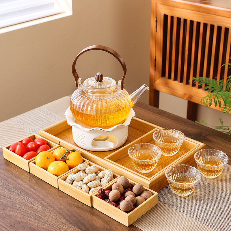 围炉煮茶温茶炉蜡烛煮茶炉加热底座煮茶壶高颜值玻璃花果茶壶套装
