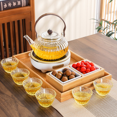 玻璃茶壶泡茶家用2025新款黑晶炉烧水养生壶蒸煮茶器专用茶具套组