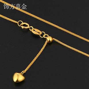 18K金肖邦链AU750彩金调节项链女锁骨链黄金玫瑰金白金毛衣链加长