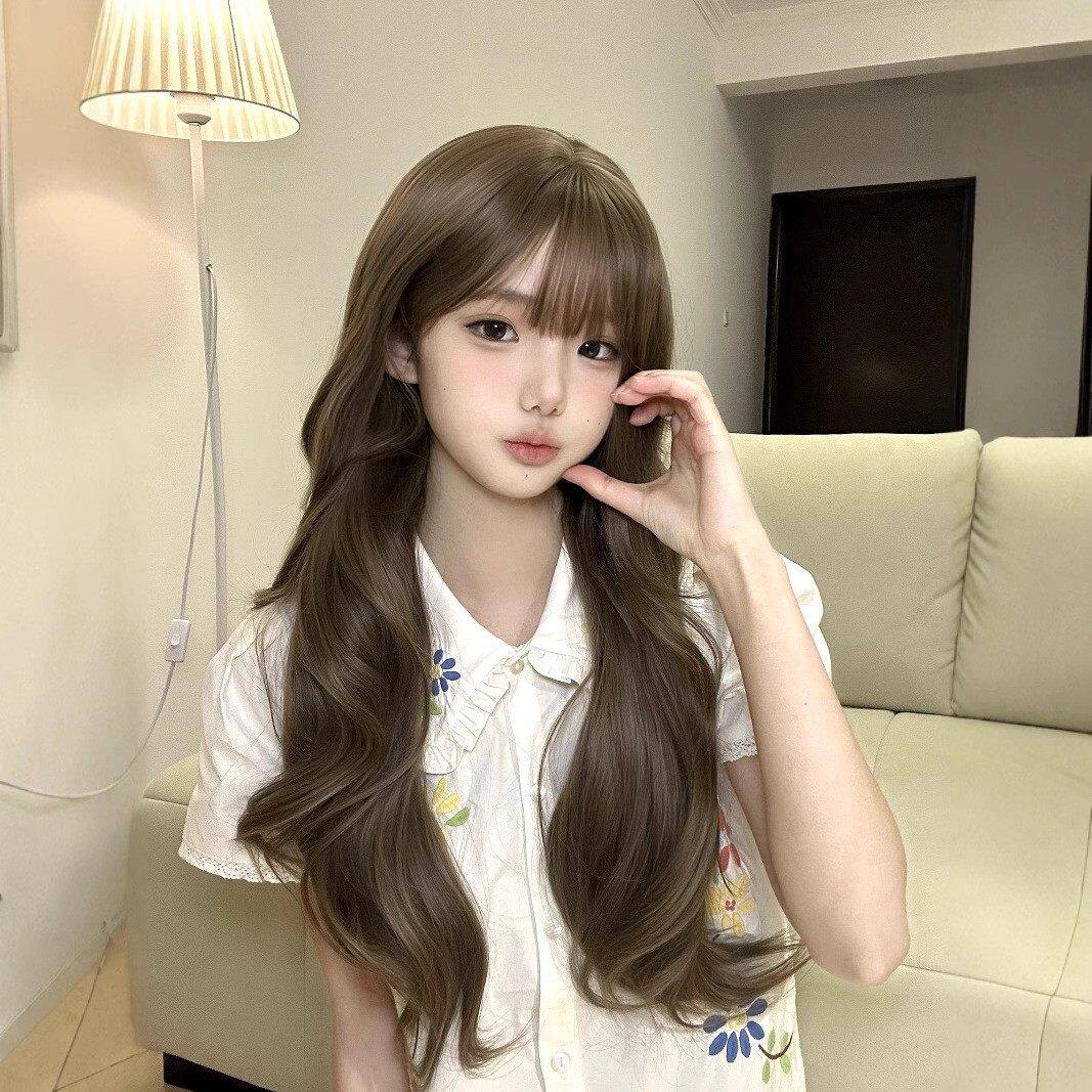 纤韵佳人假发女榛果灰棕色60cm少女感甜妹自然jk少萝长卷发全头套