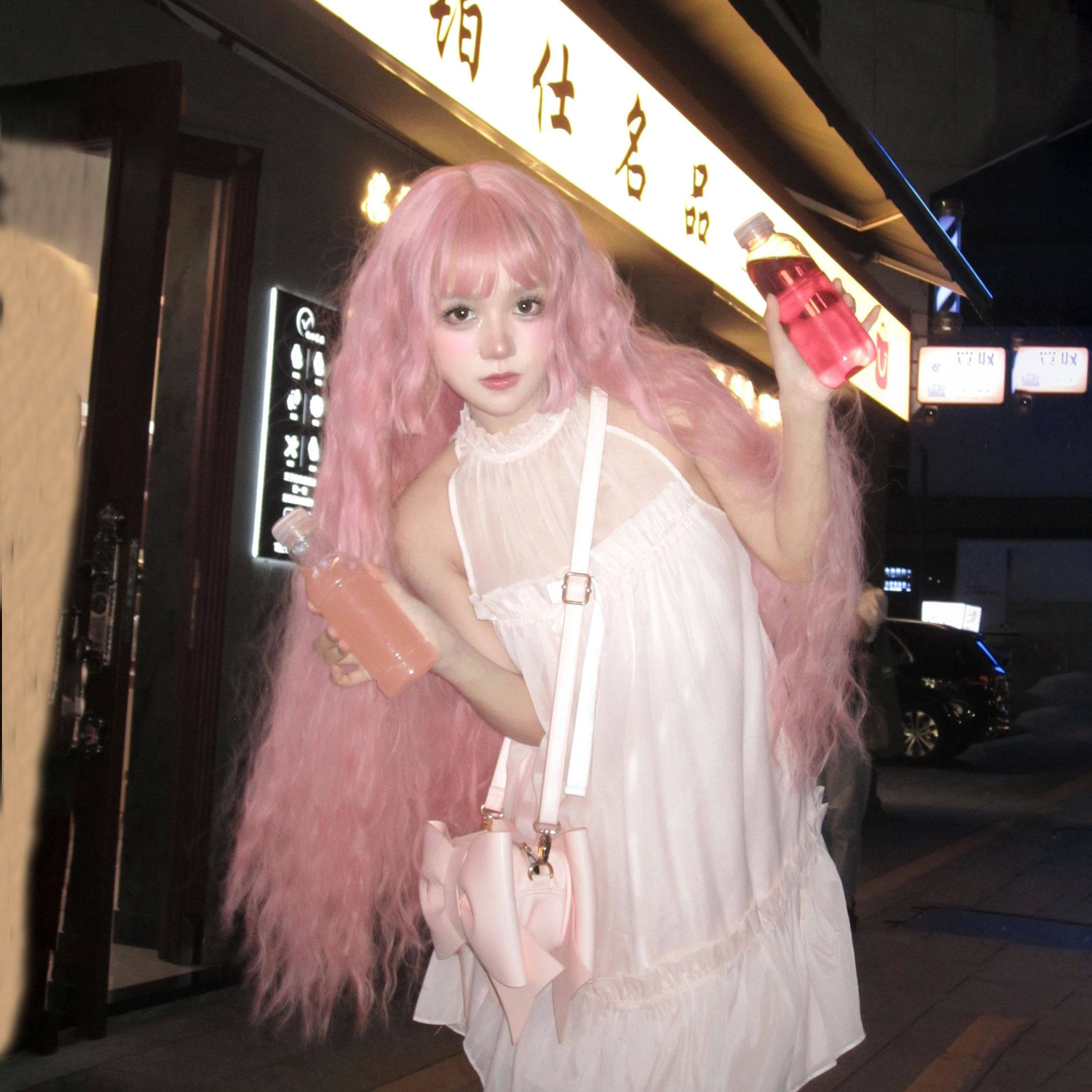 纤韵1米m超长卷发樱花粉假发全头套女lolita洛丽塔水波纹cos蕾拉