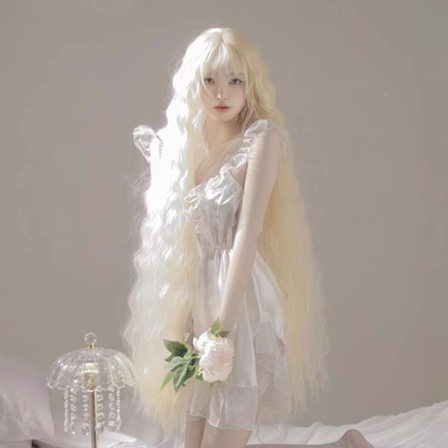 1米m超长卷发浅金色假发女