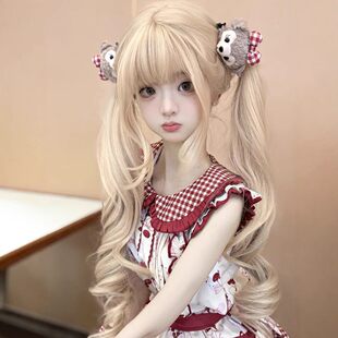 纤韵佳人假发女长发80cm白金色长卷发Lolita全头套jk 战斗萝莉