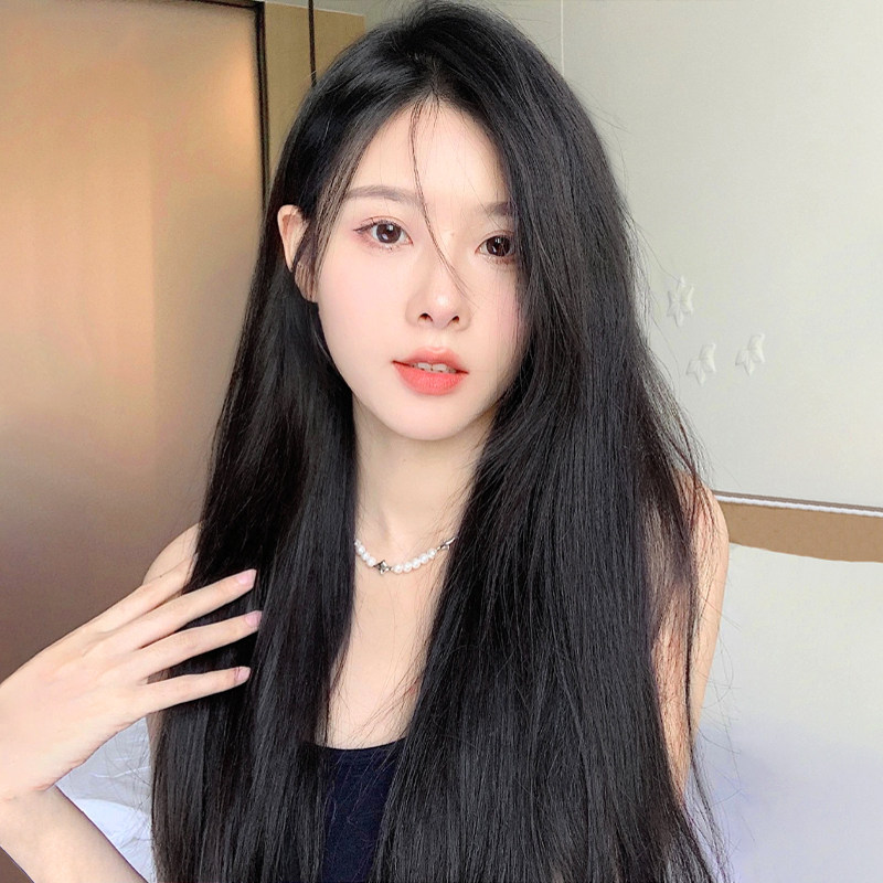 纤韵佳人假发女仿真中分八字刘海长直发无痕隐形网红自然全头套式