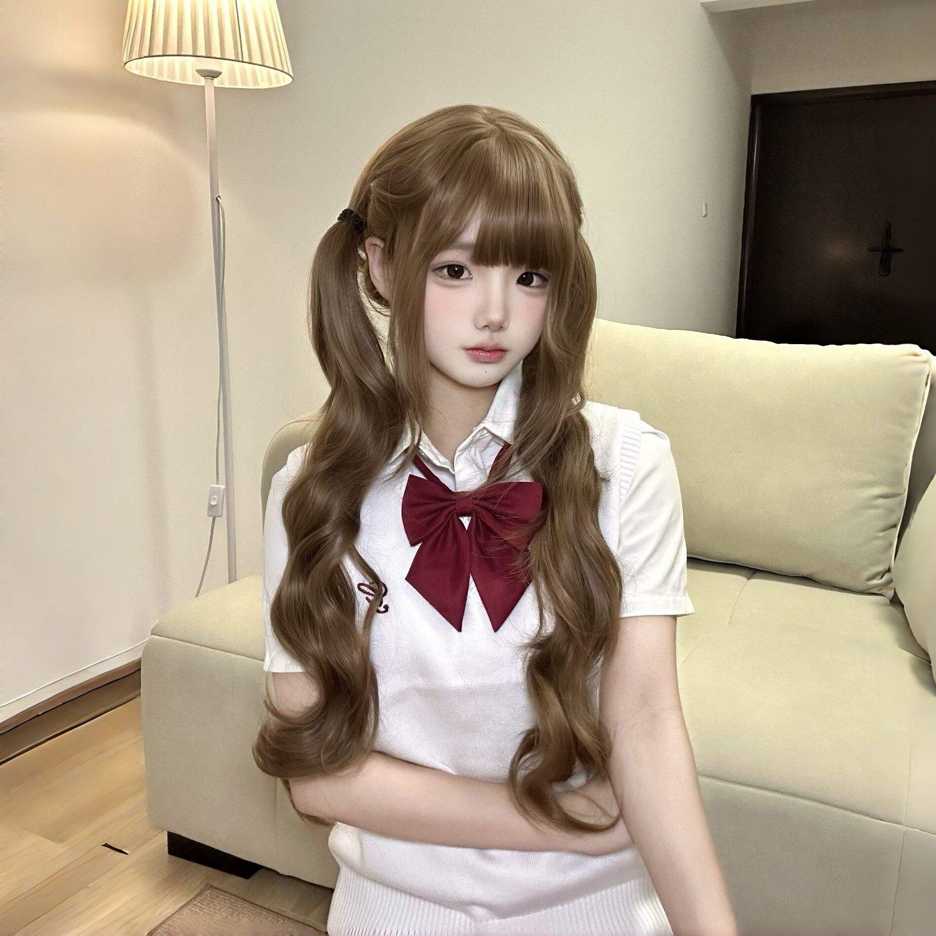 【少女情书】纤韵佳人假发女长发Lolita80cm蜜茶色长卷发少萝图片
