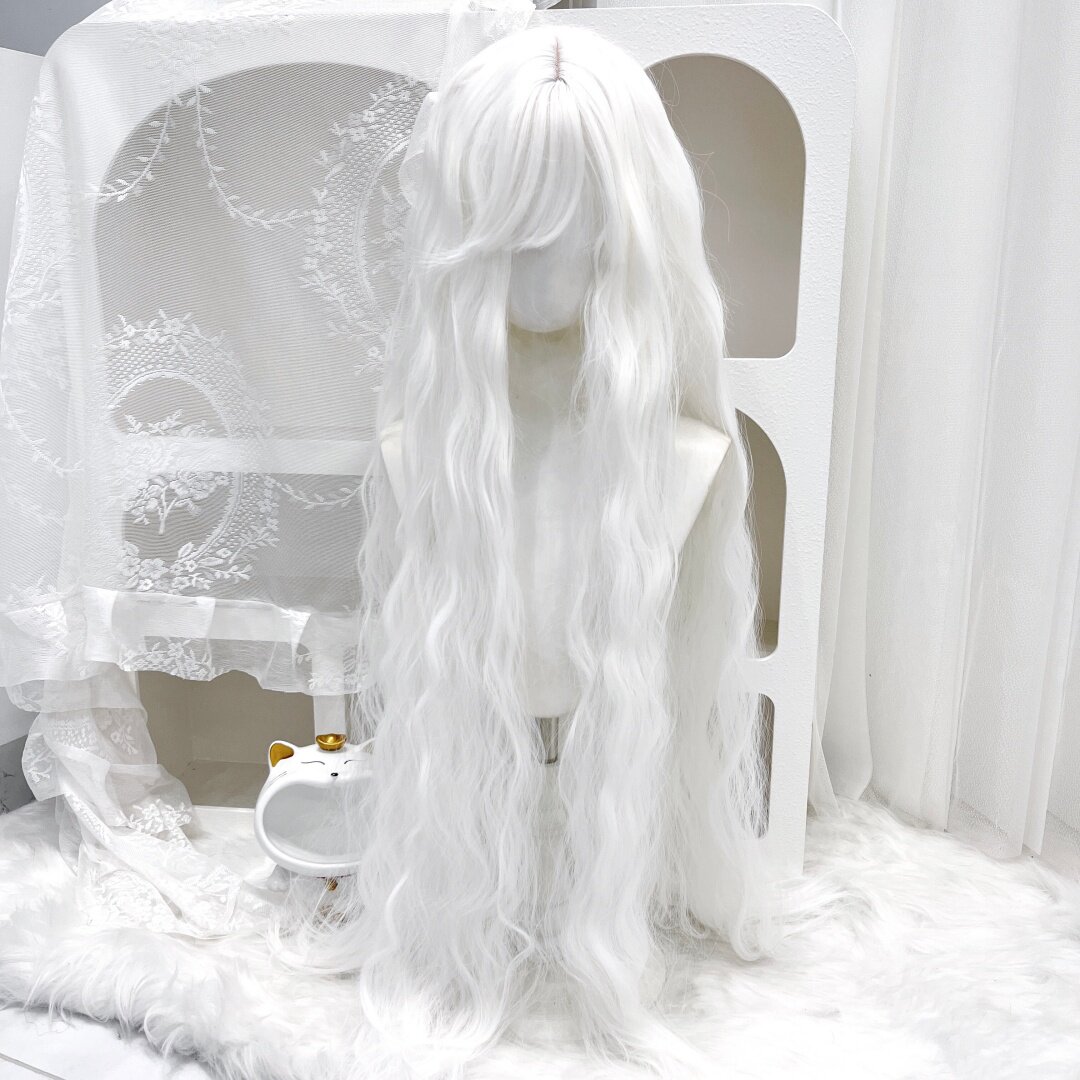 假发女1米超长卷发lolita天使白色cos水波纹羊毛卷写真影楼全头套