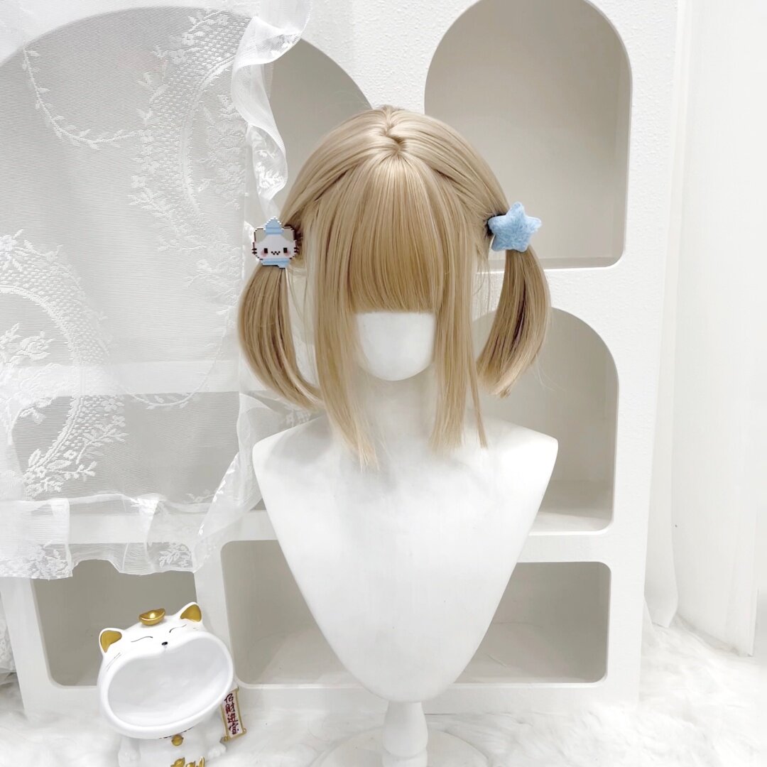 纤韵佳人假发女lolita白金色波波头少萝减龄短发双马尾日常全头套
