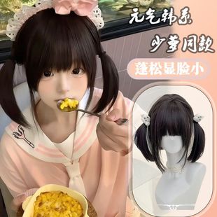 纤韵佳人假发黑棕色34cm短发波波头少萝jk可爱全头套 呆呆萌妹