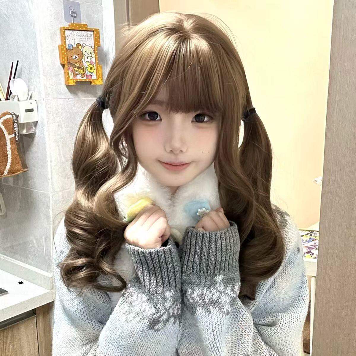 【显白魔法】纤韵佳人假发女蜜茶色Lolita长卷发罗马卷65cm全头套