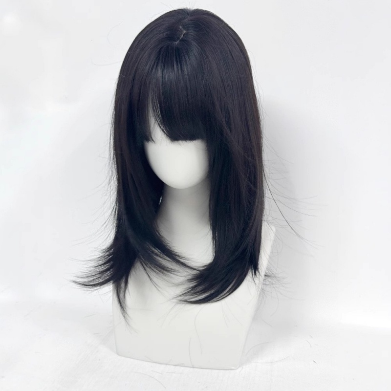 纤韵佳人假发女黑棕锁骨发y2k网红lolita齐刘海高层次短直发全头