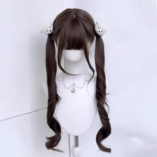 纤韵佳人假发女长卷发80cm冷棕色Lolita【扎好双马尾】全头jk少萝