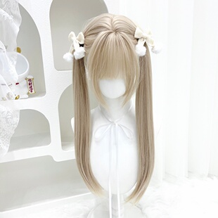 纤韵佳人假发女白金色Lolita齐刘海万用cos自然长直发全头套60cm