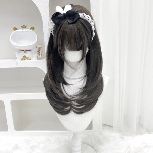 纤韵佳人假发Lolita高层次长直发60cm显白冷棕色齐刘海全头套女jk