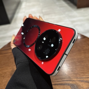 带镜头膜适用华为mate70pro手机壳磁吸充电mate70新款渐变红色mt70简约硬外壳mate70pro+全包防摔玻璃保护套
