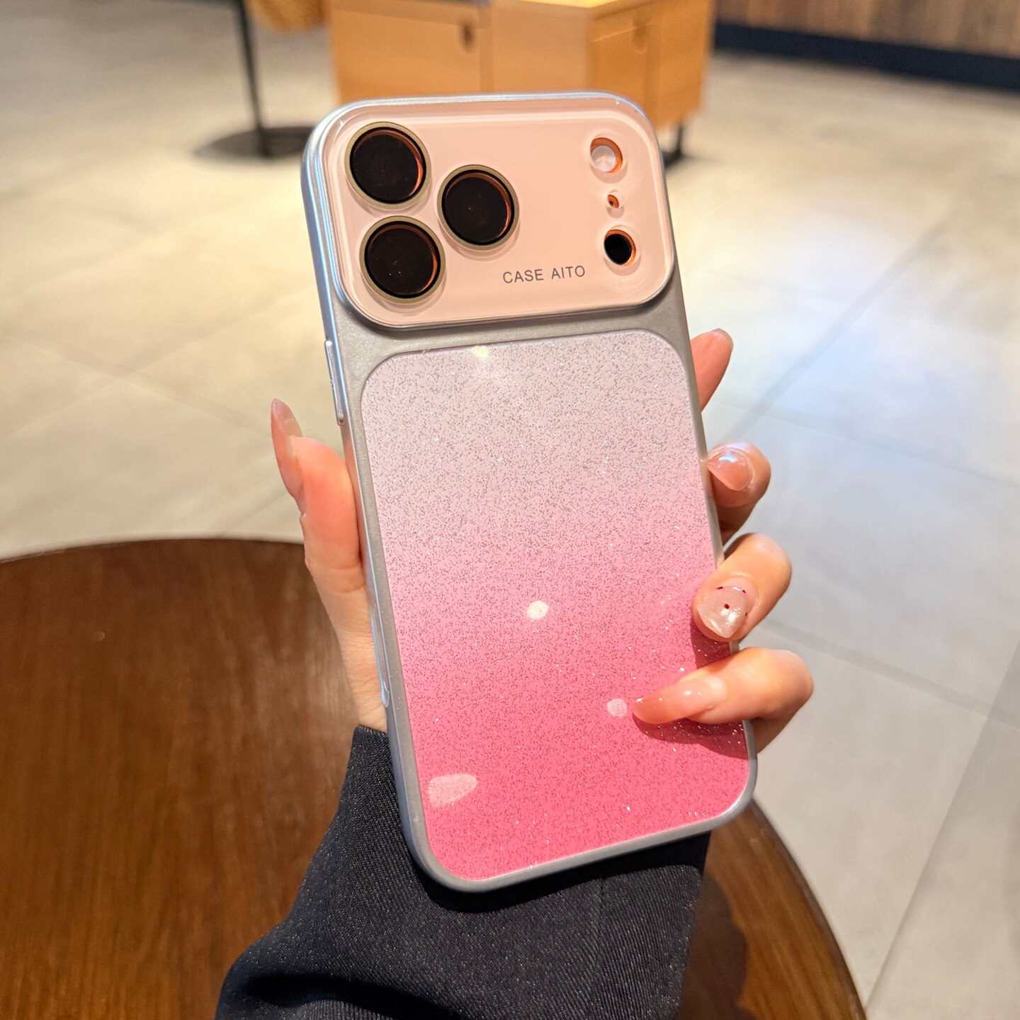 闪粉渐变粉色适用苹果17promax手机壳iphone16pro秒变17大视窗13全包镜头膜15女新款14pro简约高级12PM保护套