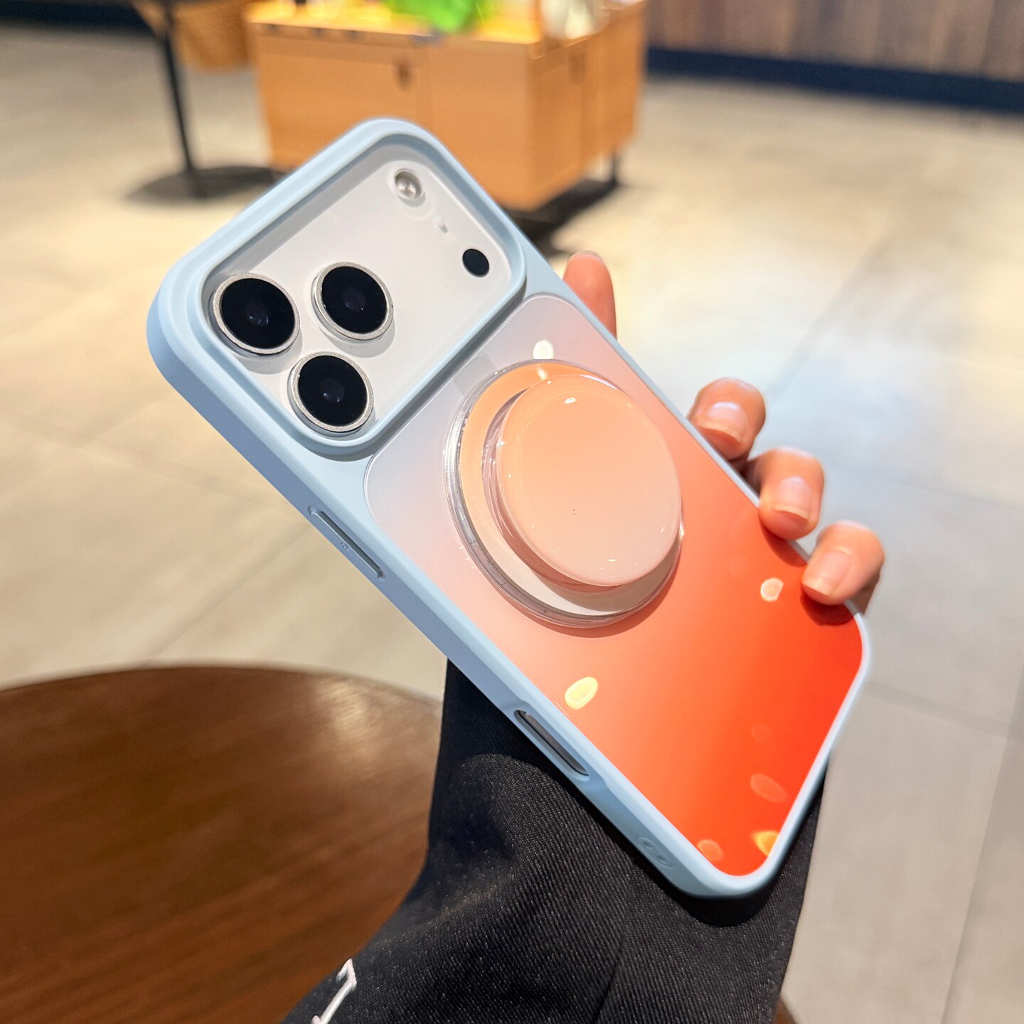 适用苹果17promax磁吸手机壳iphone16pro带支架新款橘子海渐变色15PM硅胶软边14巨好看12情侣13保护套高级感