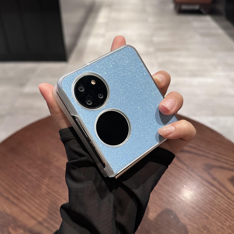 闪粉皮质适用华为P50pocket手机壳pocket2新款磁吸无线充电pocket折叠屏保护套S时尚简约纯色2代外壳翻盖宝盒