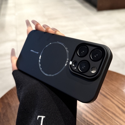 适用iPhone17手机壳苹果17promax新款Magsafe磁吸16pro细圈13磨砂14PM高级感15p黑色17Air全包防指纹12保护套