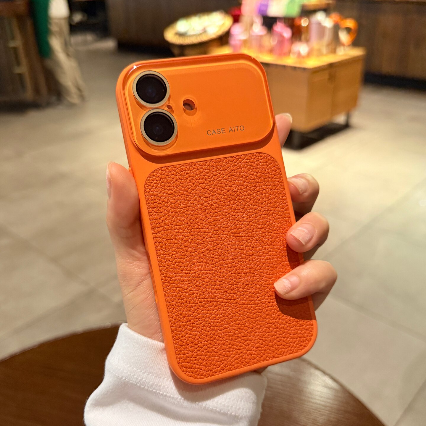 硅胶软边适用iphone17promax手机壳苹果16pro秒变17大视窗15新款星宇橙色荔枝纹素皮14PM全包镜头膜保护套女