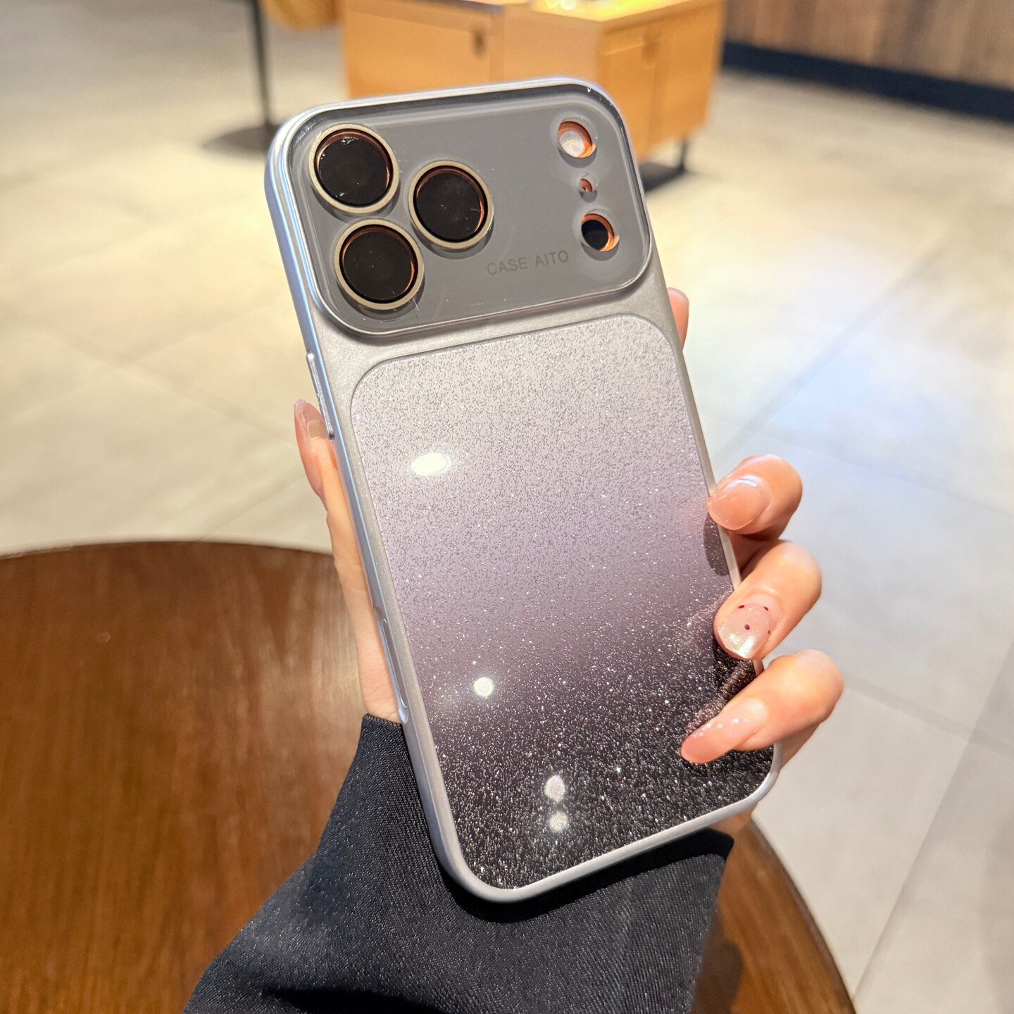 闪粉渐变黑色适用苹果17promax手机壳iphone16pro秒变17大视窗13全包镜头膜15女新款14pro简约高级12PM保护套