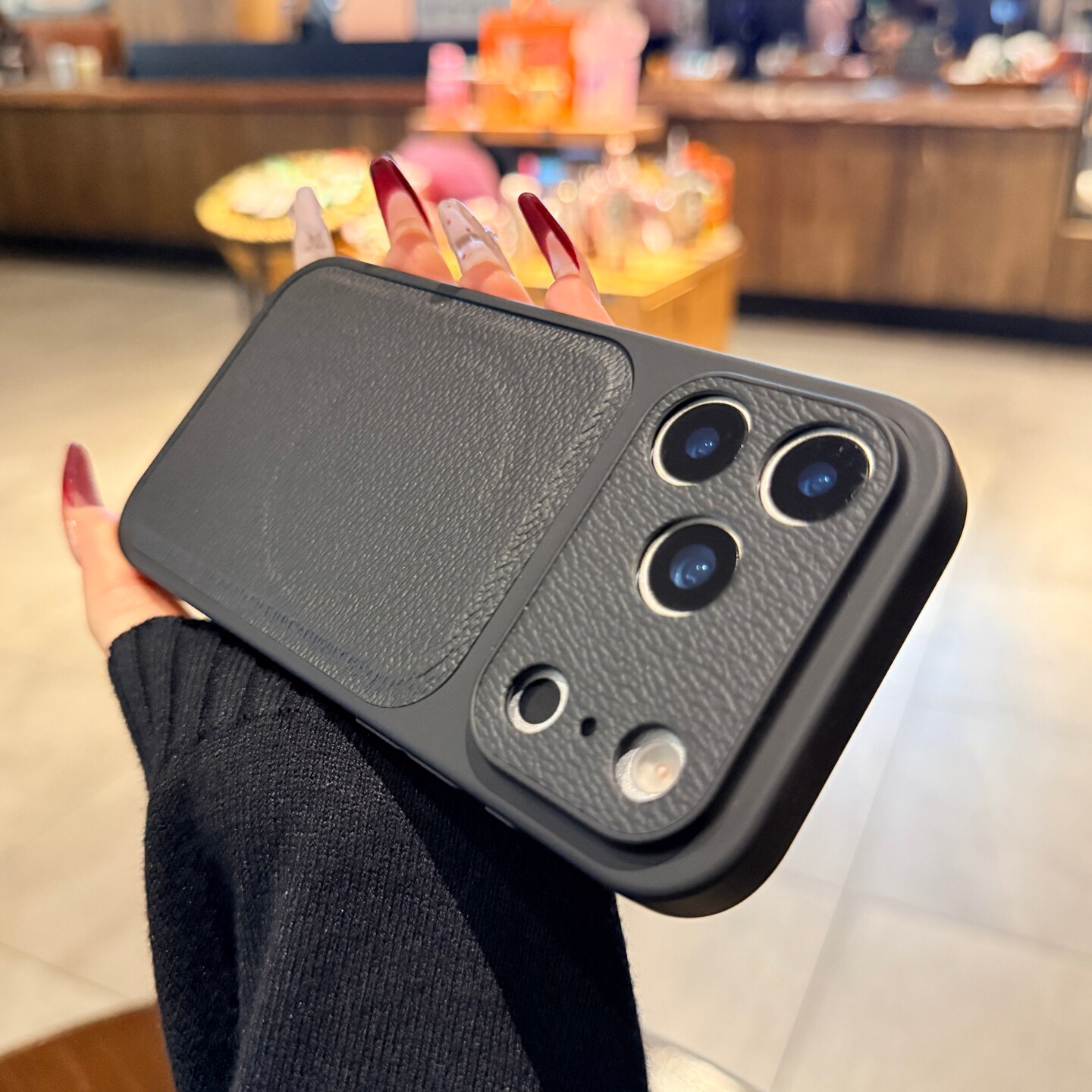 内置Magsafe磁吸适用苹果17手机壳iphone17promax新款黑色荔枝纹皮质15情侣16pro高级感14秒变大视窗13保护套