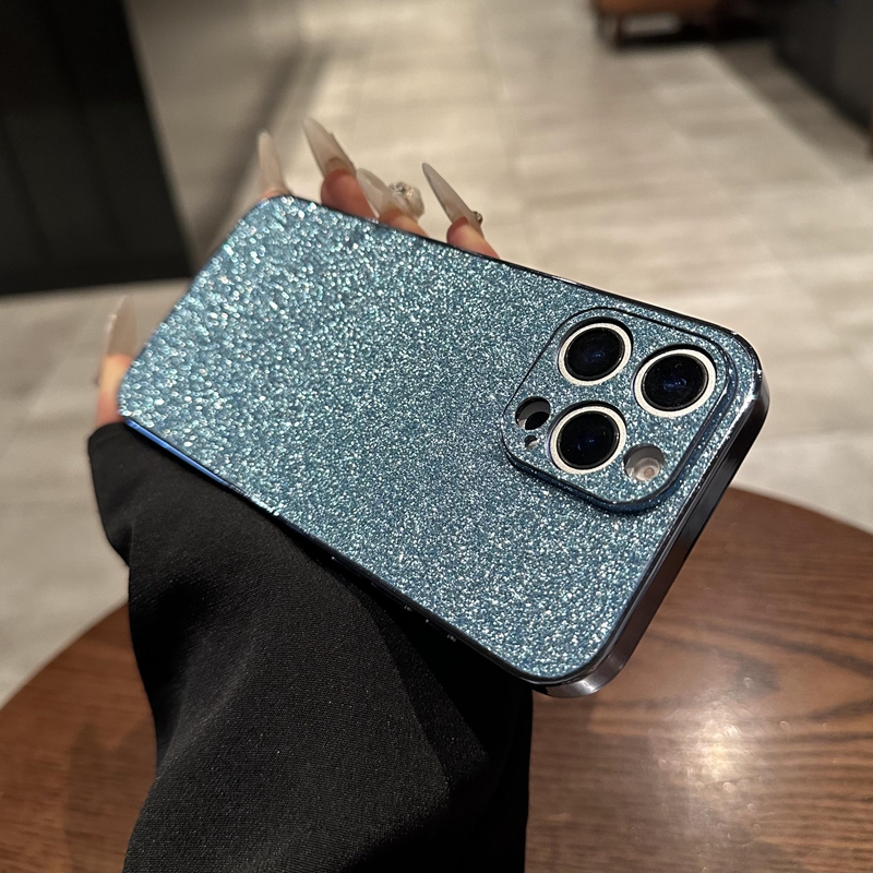 高端奢华适用苹果16promax手机壳iphone16新款15pro小众高级14防摔保护套女13镜头全包12P蓝色闪粉16plus超火