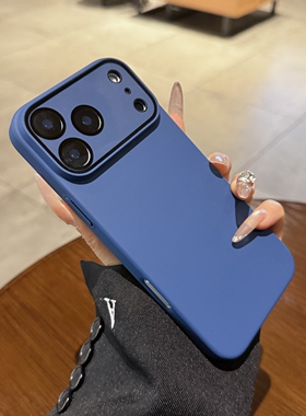 适用iphone17苹果17pro手机壳Air新款藏蓝色磨砂16promax镜头膜全包15男士13情侣14好看plus高级12纯色保护套