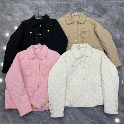 2025年羽绒服女冬季短款菱形格韩版轻薄小个子白鸭绒甜美外套常规