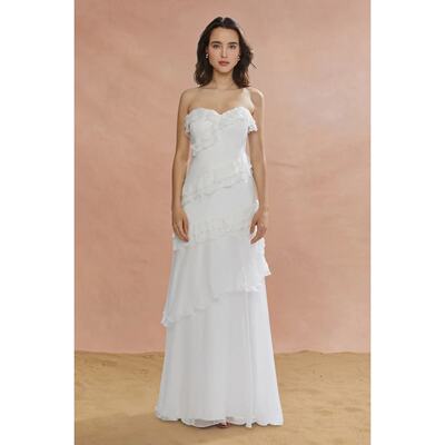 DecodeDiva黑色抹胸连衣裙开叉雪纺裙子度假晚宴会party小礼服女