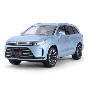 新款1:24大号问界M7赛力斯仿真合金车模型带灯光减震男孩生日礼物