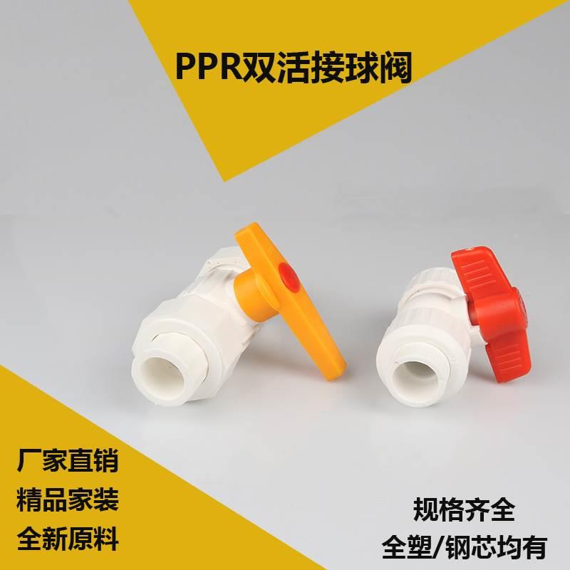PPR全塑钢芯双活接球阀4分20 6分25 1寸32PPR全塑阀门双头活接阀