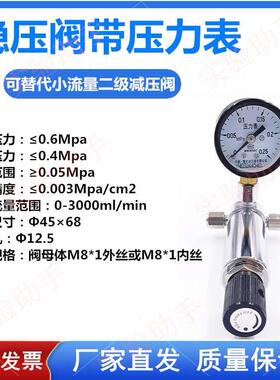 WYF-1精密气体稳压器稳压阀减压器压力表调节阀色谱专用接2mm3mm