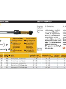 德国ELORA易罗拉双向可调视窗式棘轮扭矩扭力扳手20~100NM 2176