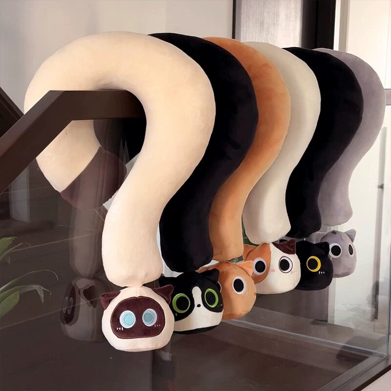 问号猫咪抱枕玩偶u型枕办