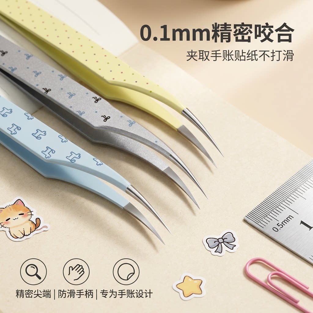 新款造景贴纸镊子高精密海豚夹镊子手账专用工具美睫师镊子细镊子